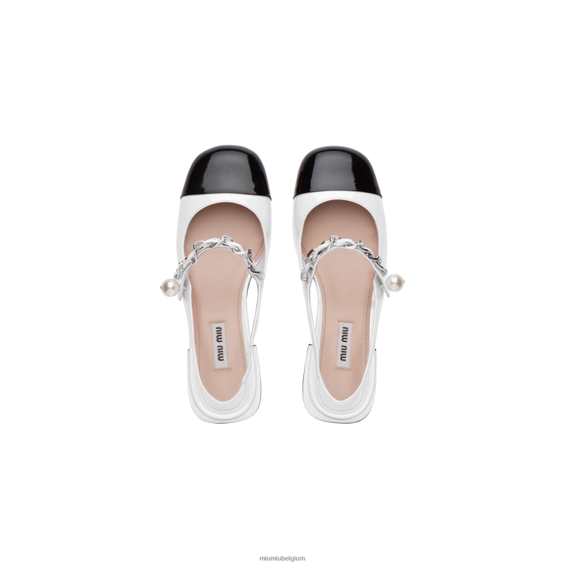 Miu Miu wit Zwartpumps van lakleer N8F6L191 schoenen