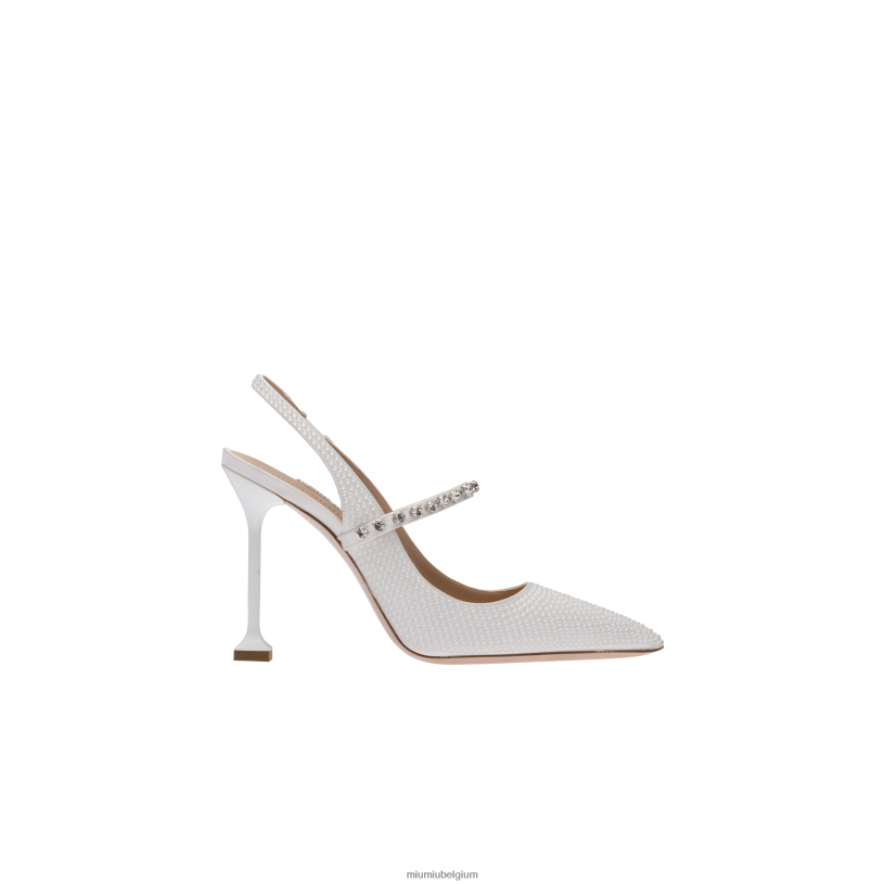 Miu Miu witsatijnen slingback pumps met kristallen N8F6L200 schoenen