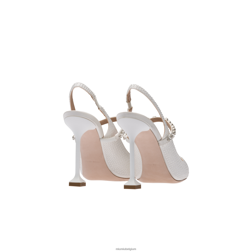 Miu Miu witsatijnen slingback pumps met kristallen N8F6L200 schoenen