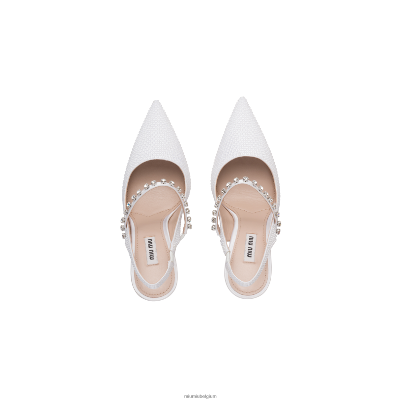 Miu Miu witsatijnen slingback pumps met kristallen N8F6L200 schoenen