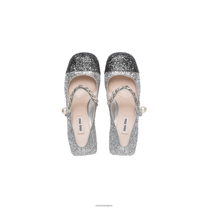 Miu Miu zilver/leisteenglitter pompen N8F6L193 schoenen