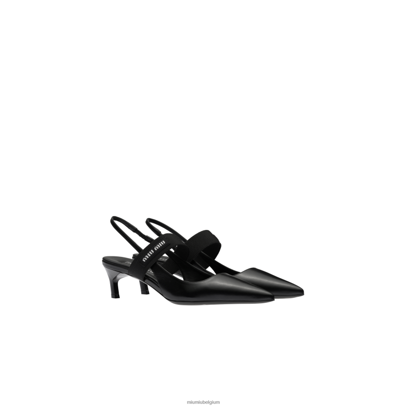 Miu Miu zwartleren slingback pumps N8F6L183 schoenen