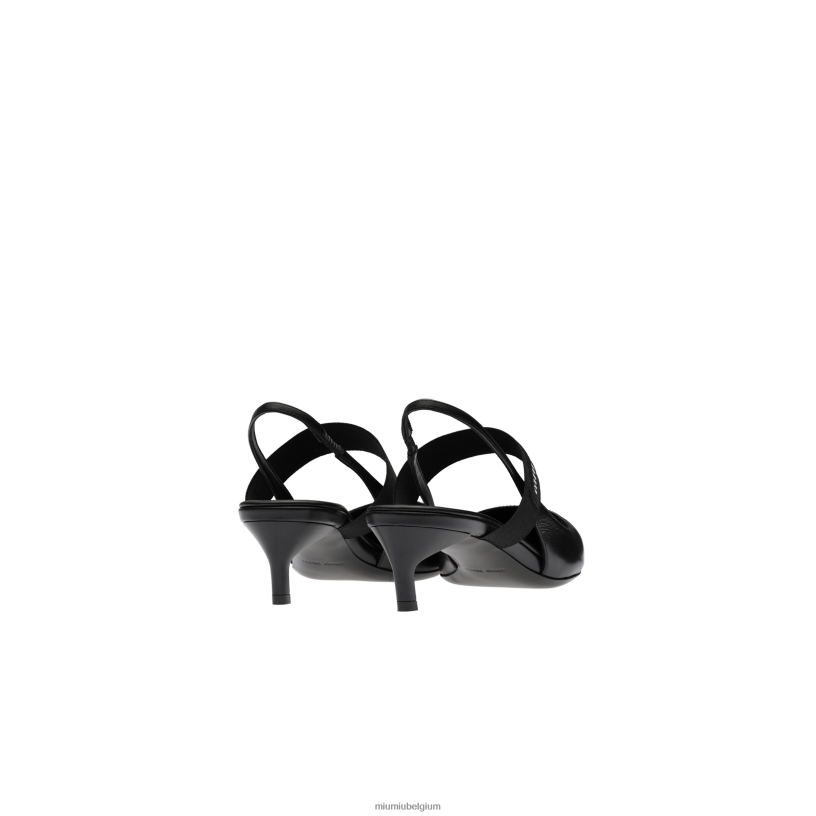 Miu Miu zwartleren slingback pumps N8F6L183 schoenen