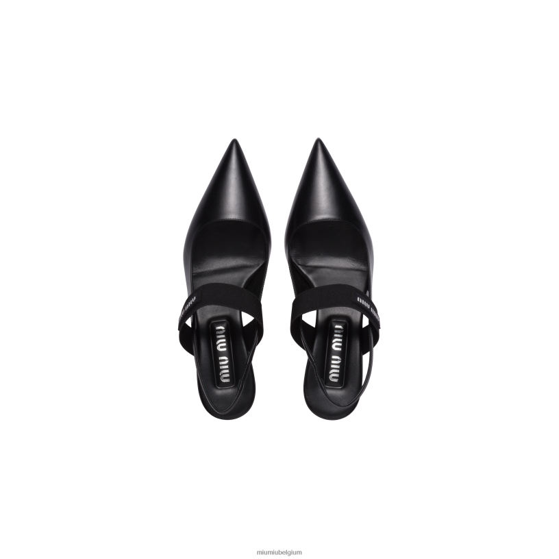 Miu Miu zwartleren slingback pumps N8F6L183 schoenen