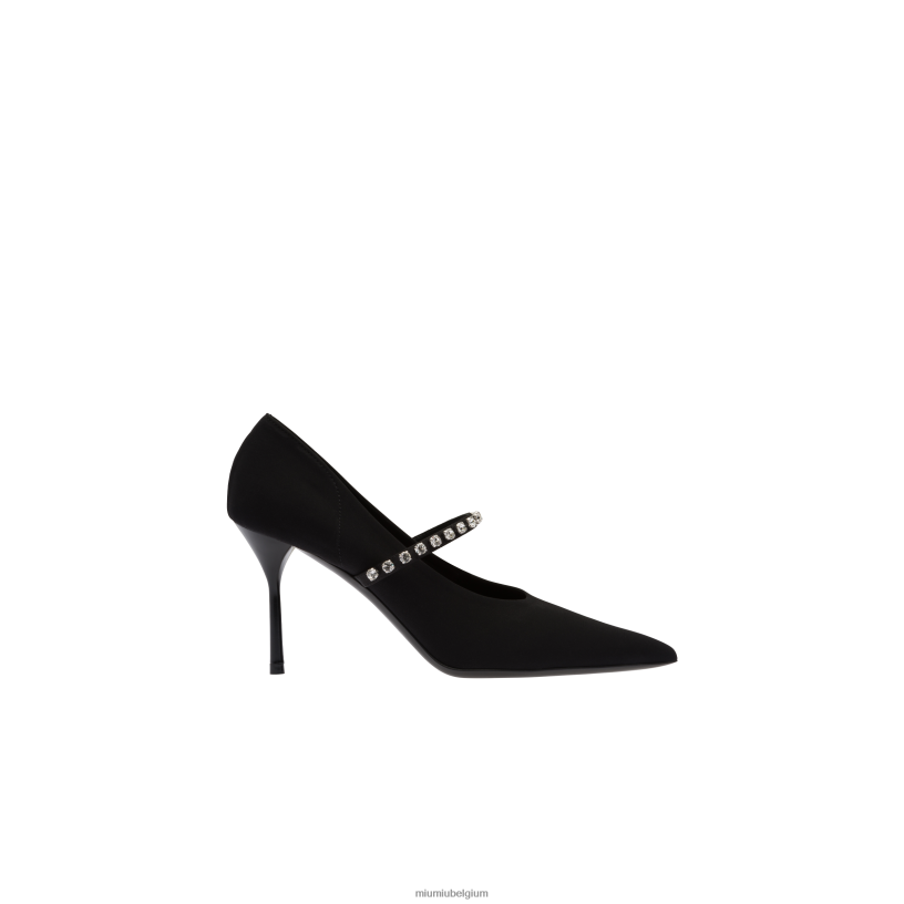 Miu Miu zwartpumps van technische stof met kristallen N8F6L202 schoenen