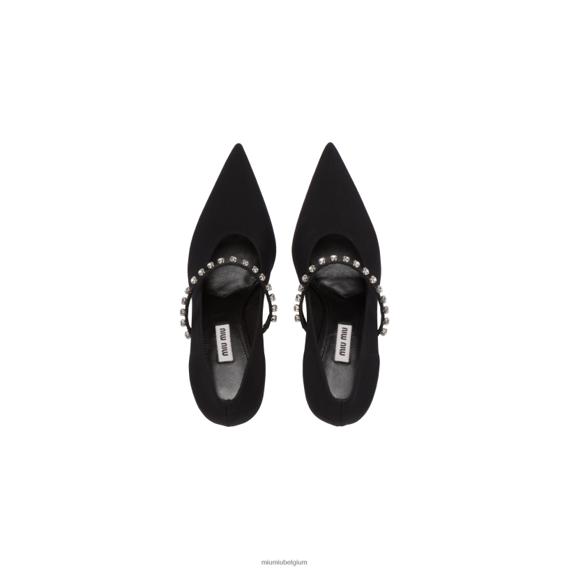 Miu Miu zwartpumps van technische stof met kristallen N8F6L202 schoenen