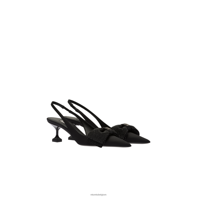 Miu Miu zwartsatijnen slingback pumps N8F6L205 schoenen