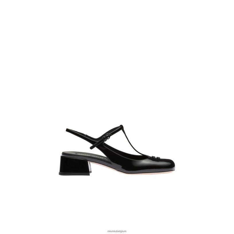 Miu Miu zwartslingback pumps van lakleer N8F6L180 schoenen