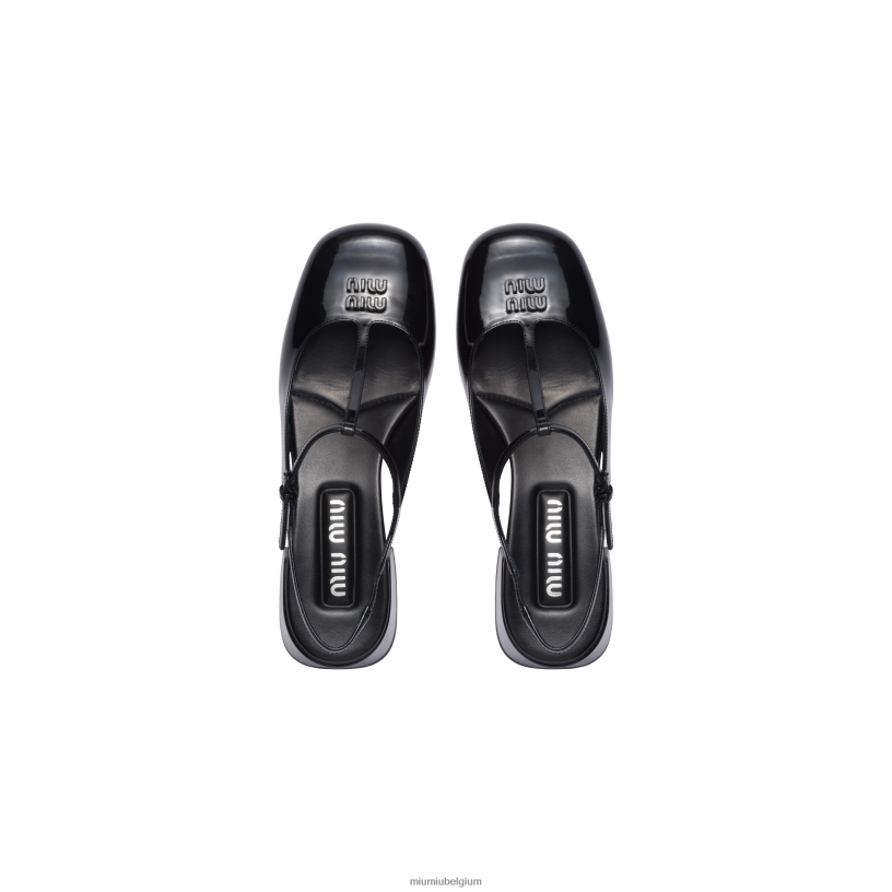 Miu Miu zwartslingback pumps van lakleer N8F6L180 schoenen