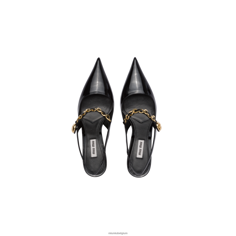 Miu Miu zwartslingback pumps van lakleer N8F6L196 schoenen