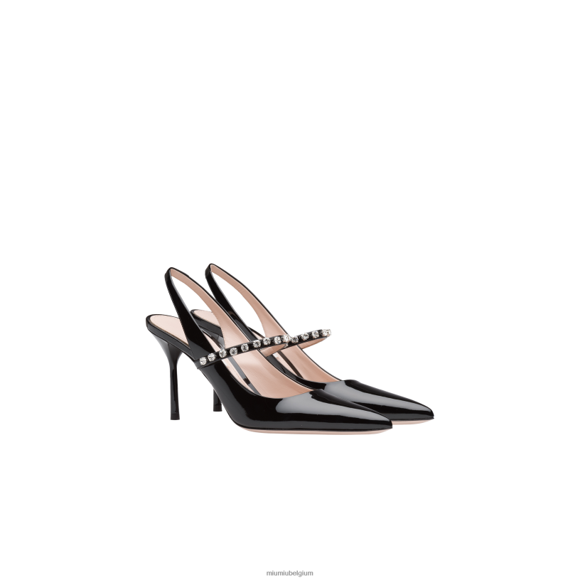 Miu Miu zwartslingback pumps van lakleer N8F6L203 schoenen