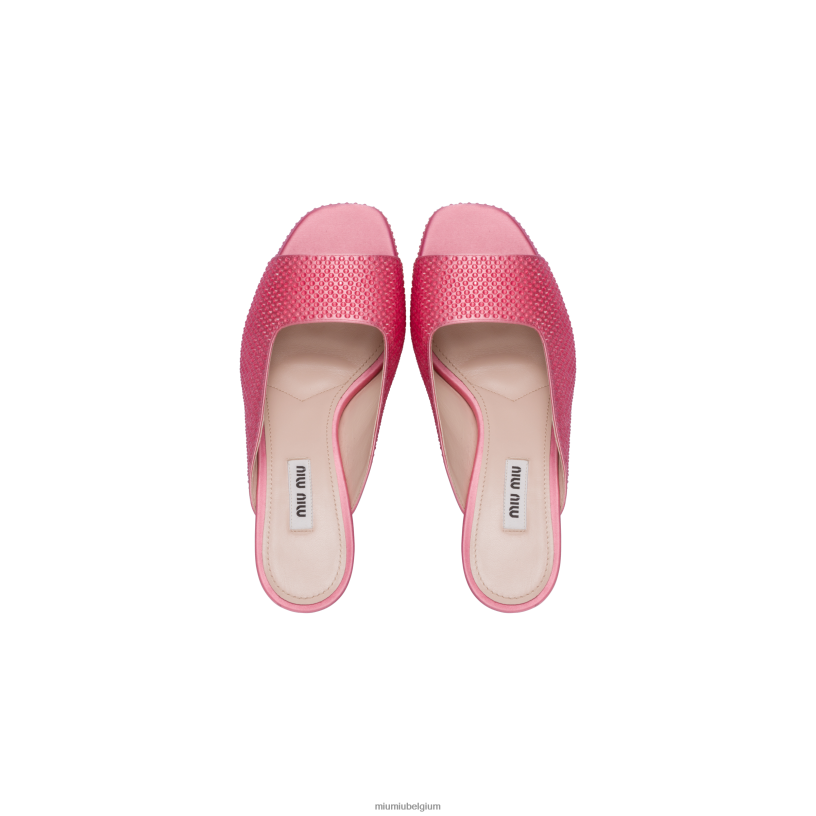 Miu Miu geranium rozesatijnen plateausandalen met kristallen N8F6L236 schoenen