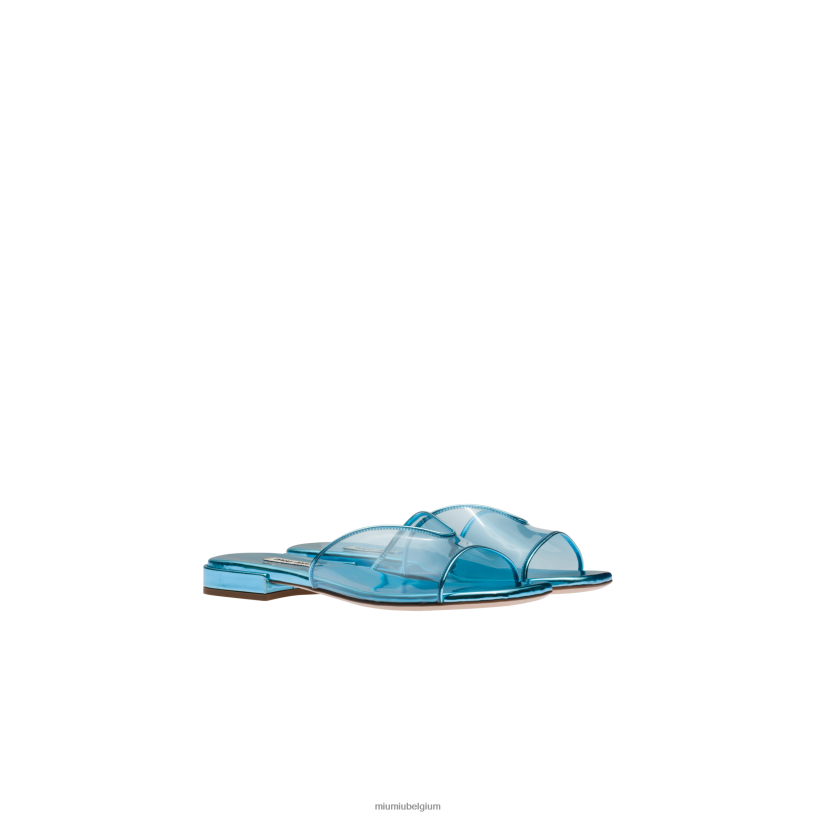 Miu Miu lichtblauwsandalen van plexiglas en metallic leer N8F6L244 schoenen