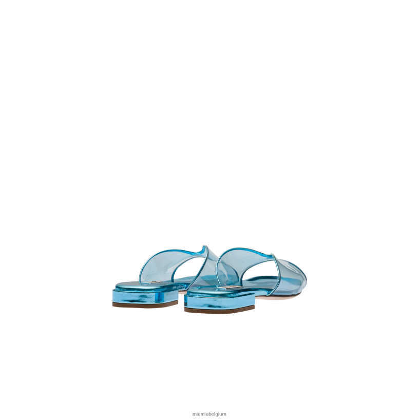 Miu Miu lichtblauwsandalen van plexiglas en metallic leer N8F6L244 schoenen
