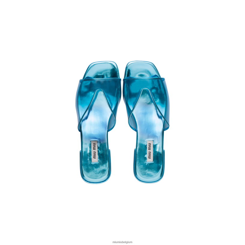 Miu Miu lichtblauwsandalen van plexiglas en metallic leer N8F6L244 schoenen