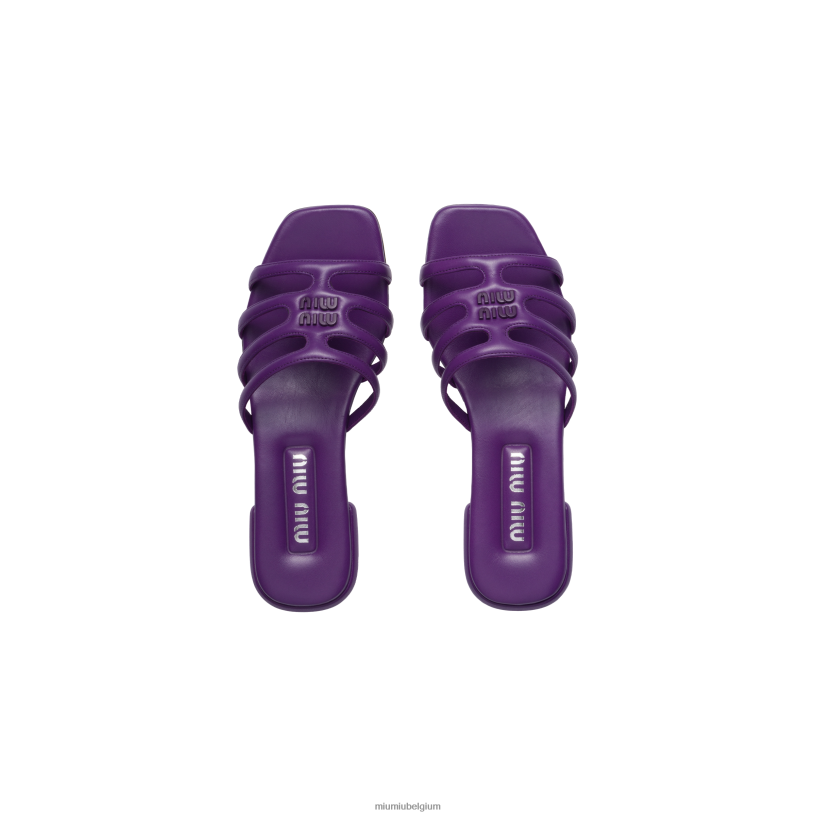 Miu Miu petunia paarsleren sandalen N8F6L219 schoenen