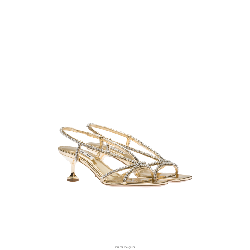Miu Miu platinametalen leren sandalen N8F6L266 schoenen