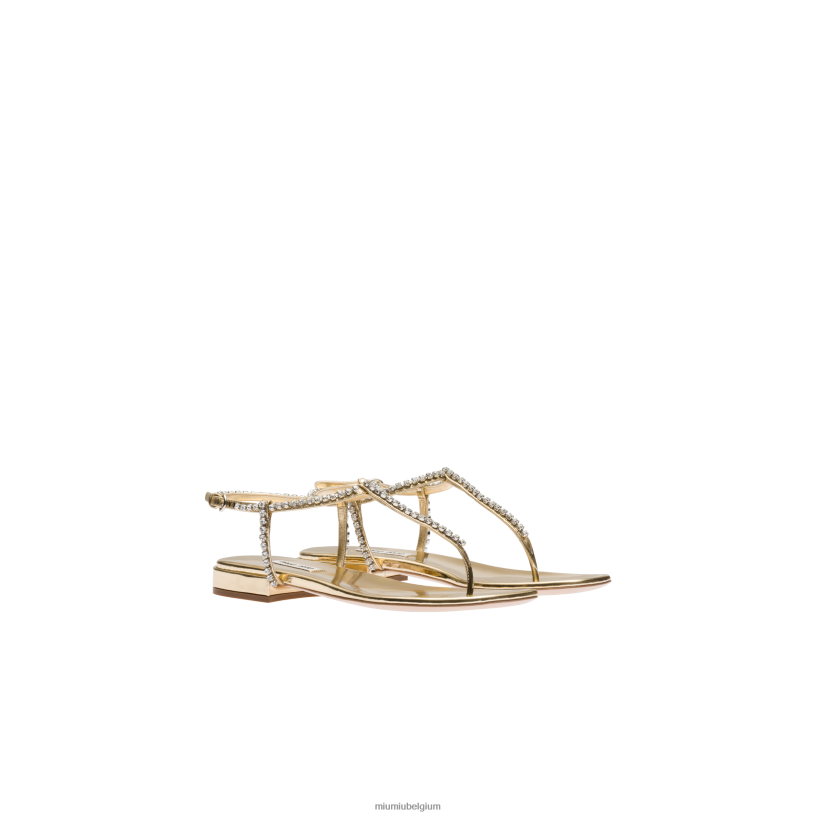 Miu Miu platinametallic lederen teenslippers N8F6L267 schoenen
