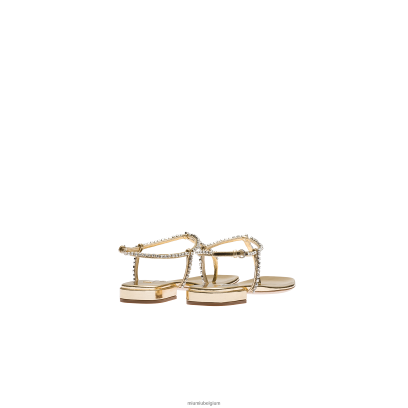 Miu Miu platinametallic lederen teenslippers N8F6L267 schoenen