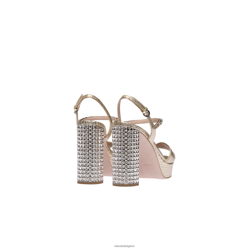 Miu Miu pyrietLeren plateausandalen met hagedissenprint N8F6L241 schoenen