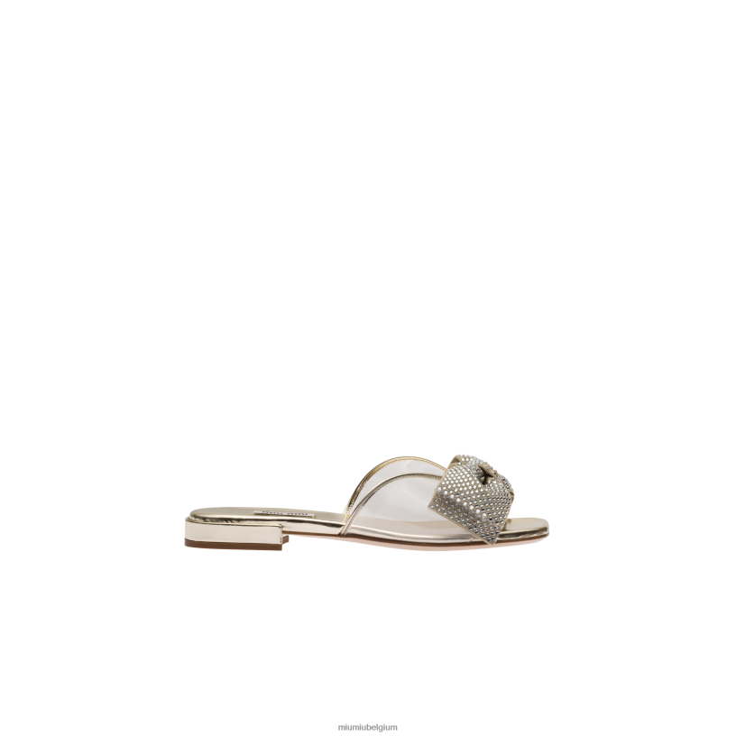 Miu Miu pyrietsandalen van vinyl en metallic leer met kristallen N8F6L268 schoenen