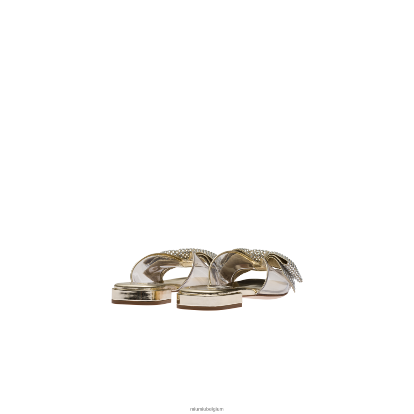 Miu Miu pyrietsandalen van vinyl en metallic leer met kristallen N8F6L268 schoenen