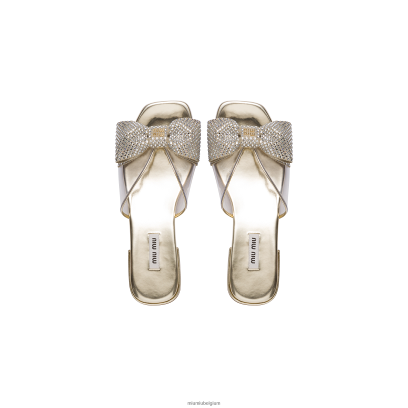 Miu Miu pyrietsandalen van vinyl en metallic leer met kristallen N8F6L268 schoenen