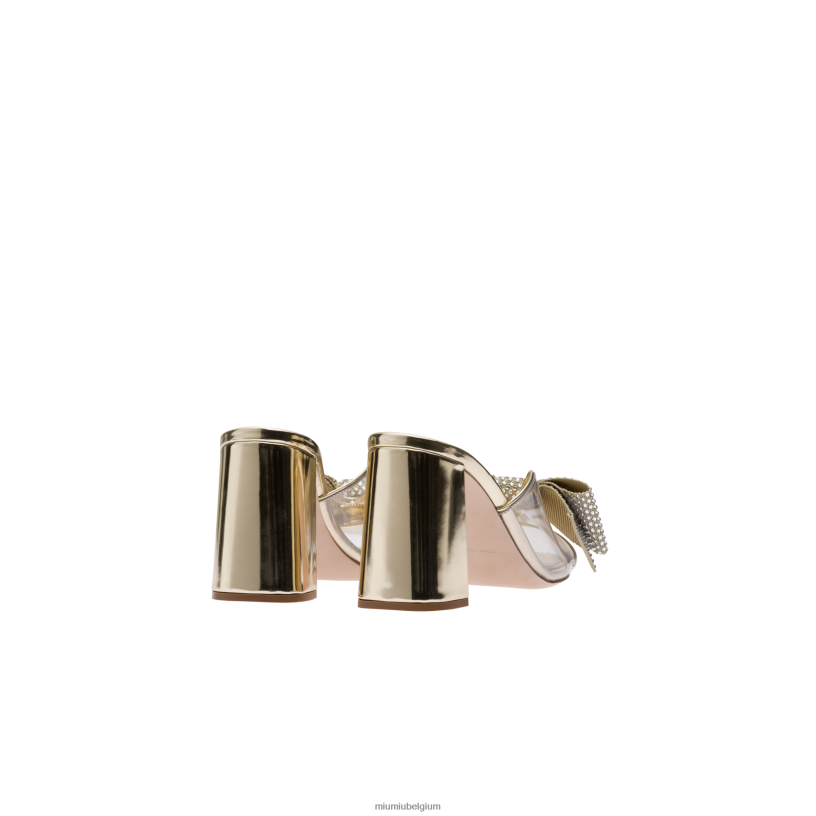 Miu Miu pyrietsandalen van vinyl en metallic leer met kristallen N8F6L269 schoenen