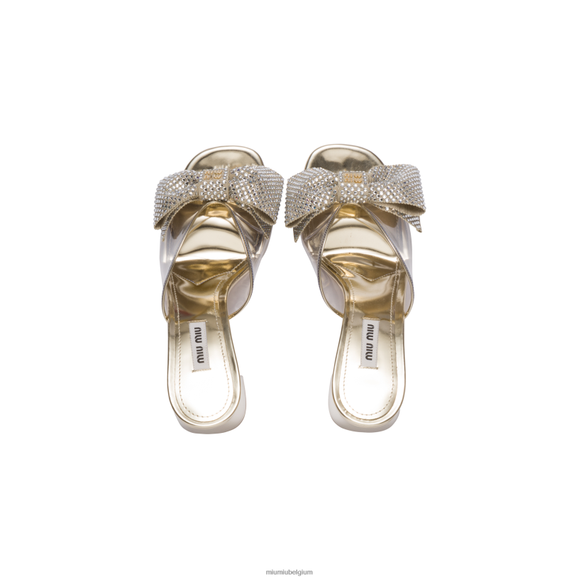 Miu Miu pyrietsandalen van vinyl en metallic leer met kristallen N8F6L269 schoenen