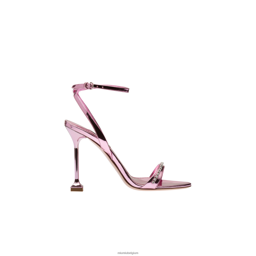 Miu Miu rozemetalen leren sandalen N8F6L259 schoenen