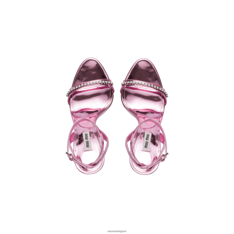 Miu Miu rozemetalen leren sandalen N8F6L259 schoenen