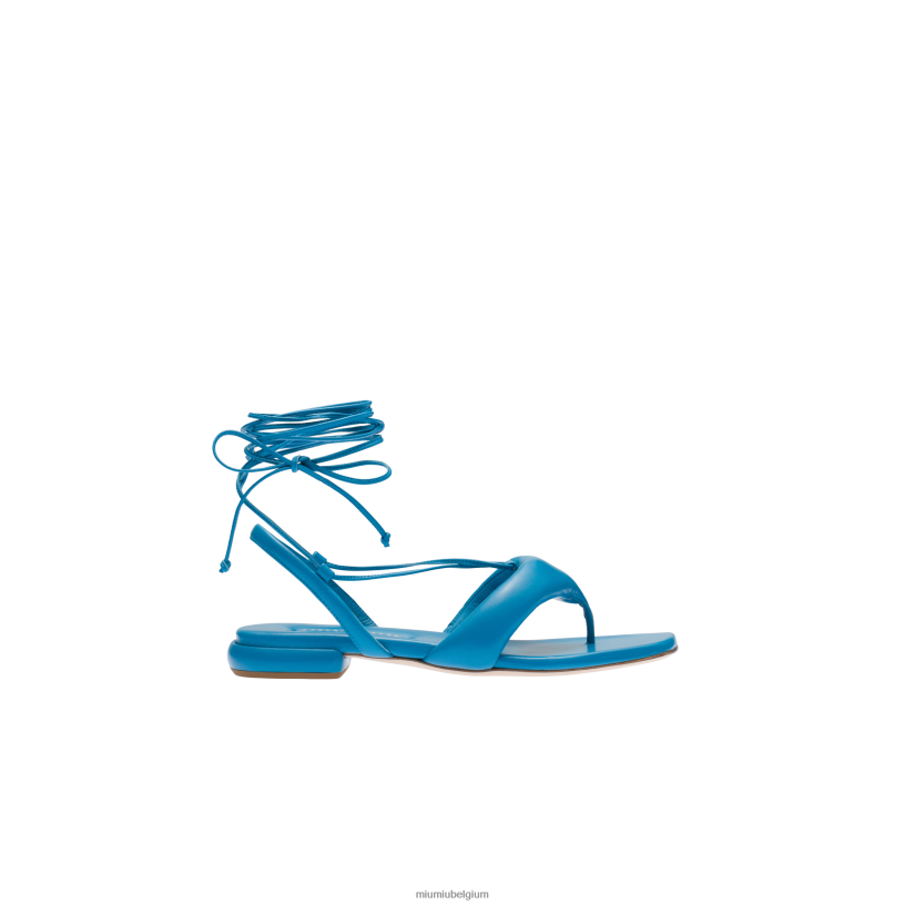 Miu Miu saffierblauwleren teenslippers N8F6L228 schoenen