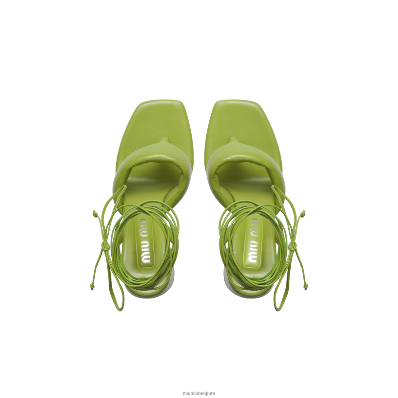 Miu Miu varen groenleren teenslippers N8F6L230 schoenen