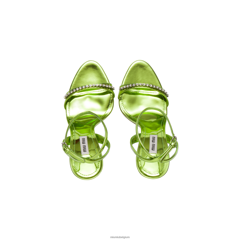 Miu Miu varen groenmetalen leren sandalen N8F6L260 schoenen