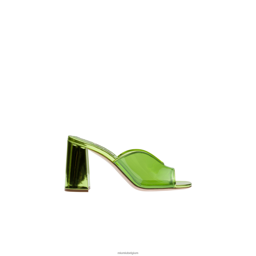 Miu Miu varen groensandalen van plexiglas en metallic leer N8F6L246 schoenen