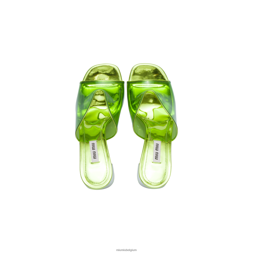 Miu Miu varen groensandalen van plexiglas en metallic leer N8F6L246 schoenen