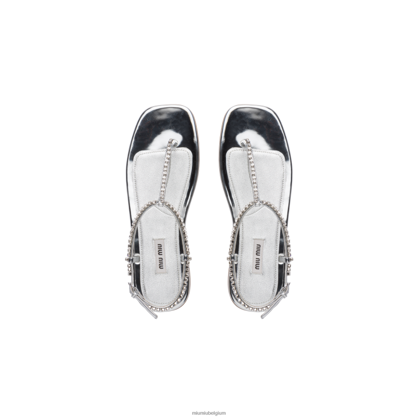 Miu Miu zilverTeensandalen van metallic technische stof N8F6L264 schoenen