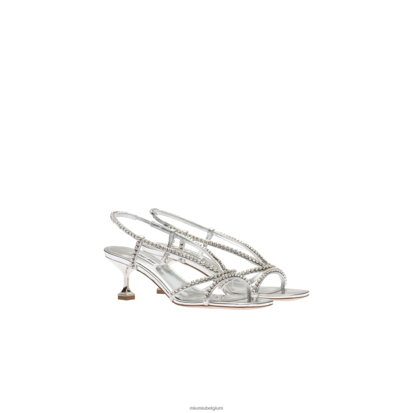 Miu Miu zilvermetalen leren sandalen N8F6L265 schoenen