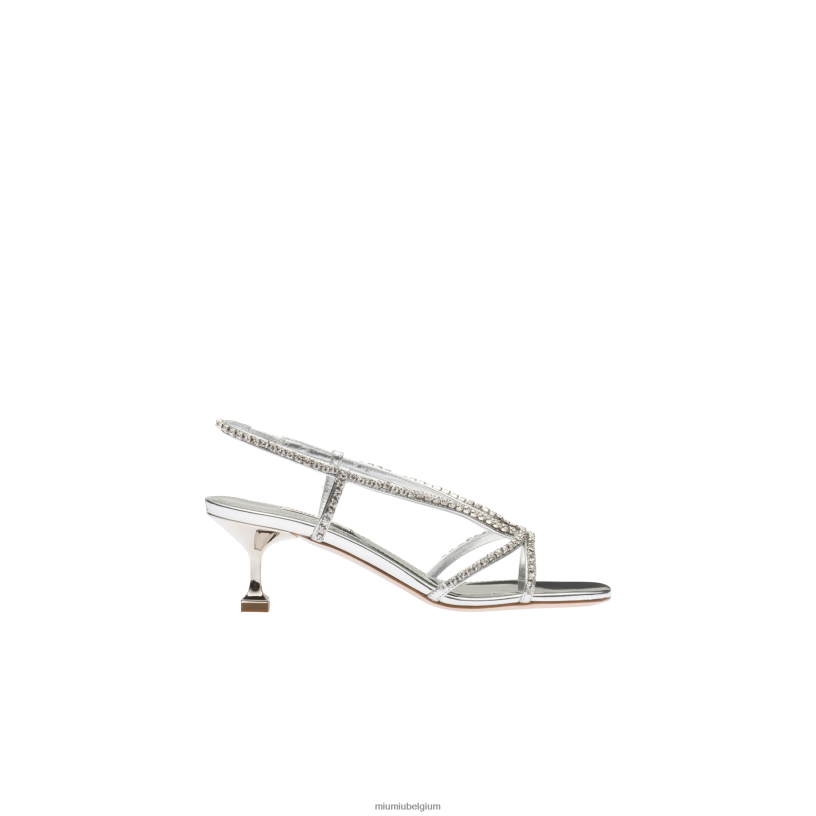 Miu Miu zilvermetalen leren sandalen N8F6L265 schoenen