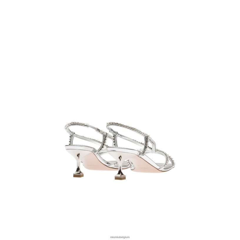 Miu Miu zilvermetalen leren sandalen N8F6L265 schoenen