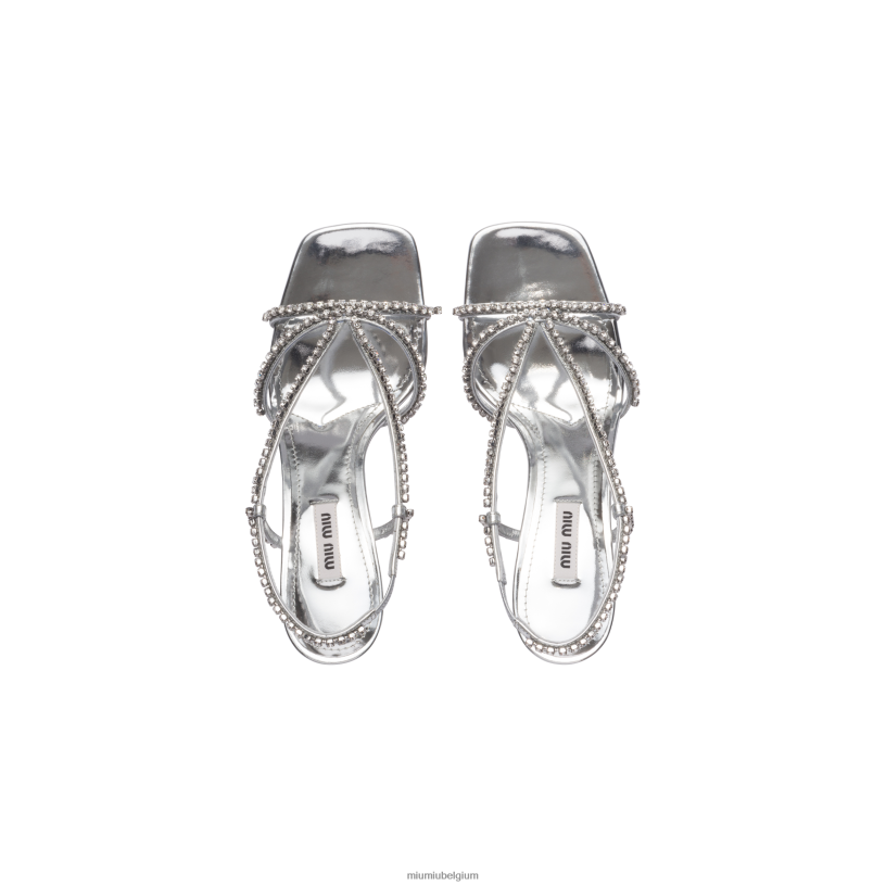 Miu Miu zilvermetalen leren sandalen N8F6L265 schoenen