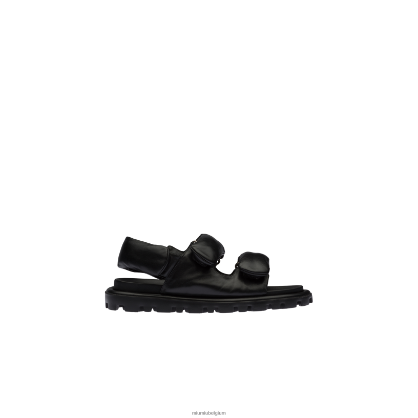 Miu Miu zwartgewatteerde sandalen van nappaleer N8F6L271 schoenen