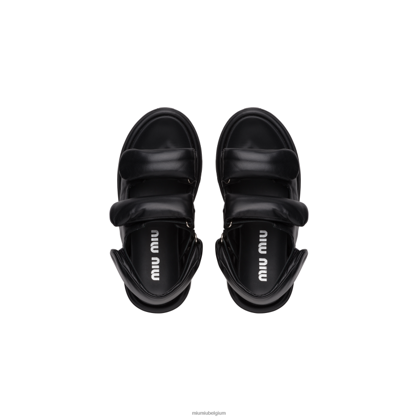 Miu Miu zwartgewatteerde sandalen van nappaleer N8F6L271 schoenen