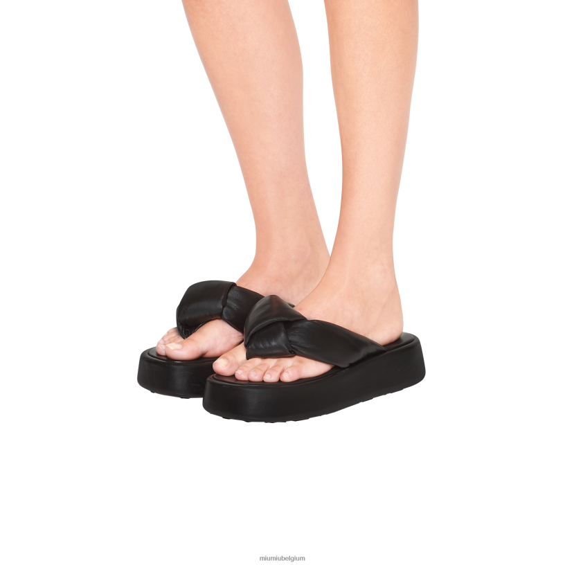 Miu Miu zwartgewatteerde teensandalen van mordore nappaleer N8F6L272 schoenen