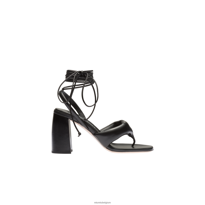 Miu Miu zwartleren teenslippers N8F6L229 schoenen