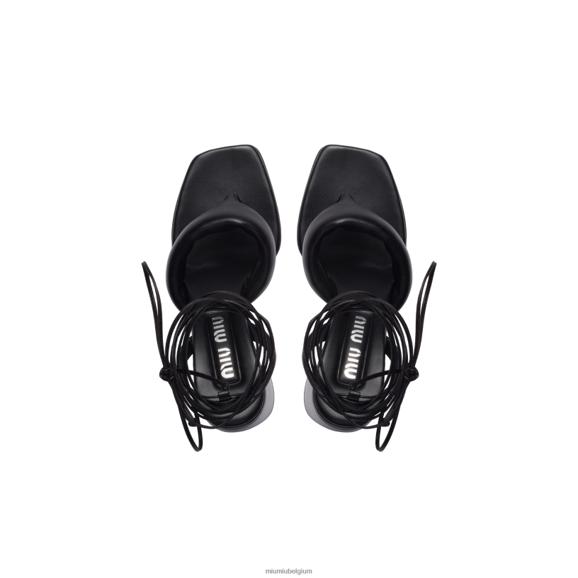 Miu Miu zwartleren teenslippers N8F6L229 schoenen