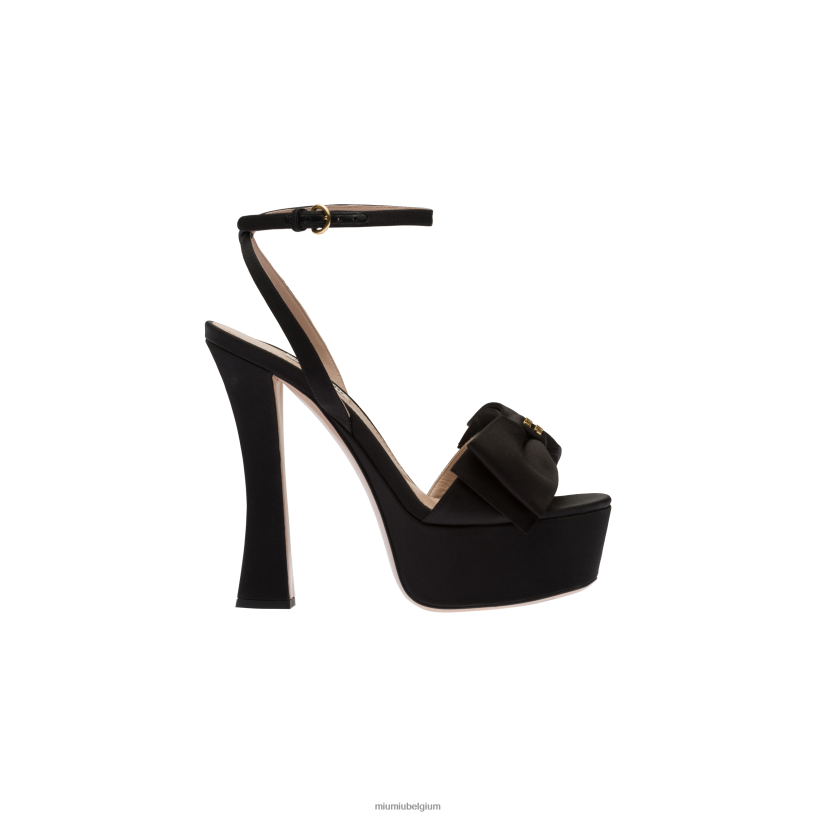 Miu Miu zwartsatijnen platform sandalen N8F6L247 schoenen