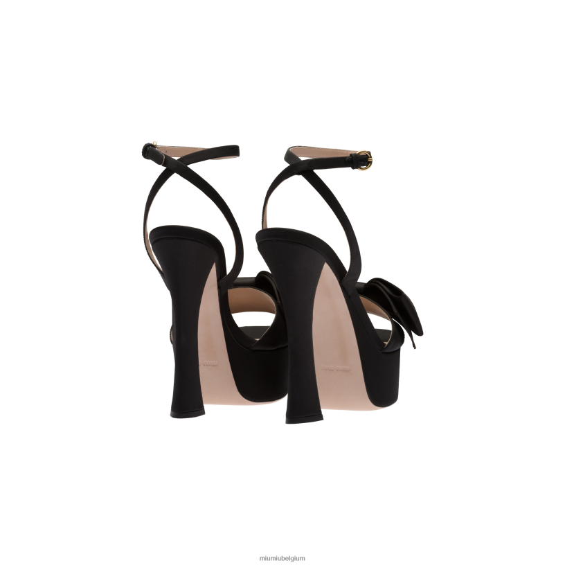 Miu Miu zwartsatijnen platform sandalen N8F6L247 schoenen