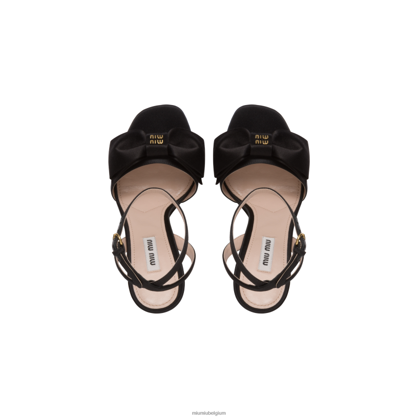 Miu Miu zwartsatijnen platform sandalen N8F6L247 schoenen