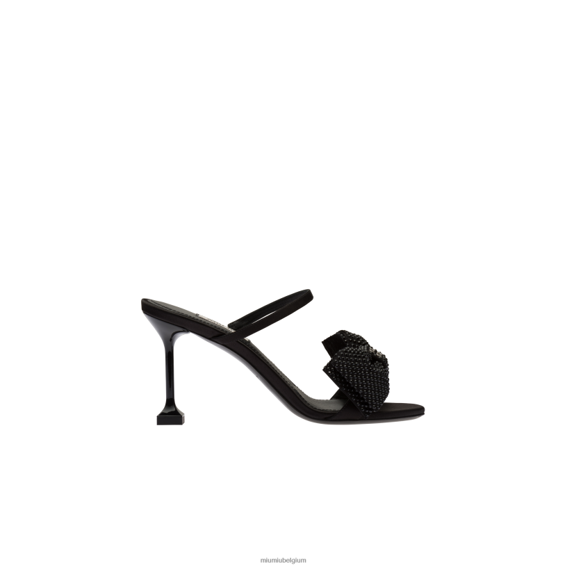 Miu Miu zwartsatijnen strik sandalen N8F6L250 schoenen